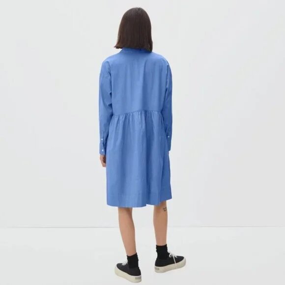 Everlane~ The Field Blue Opal Cotton Roomy Long Sleeve Shirt Dress in size XS - Picture 11 of 12